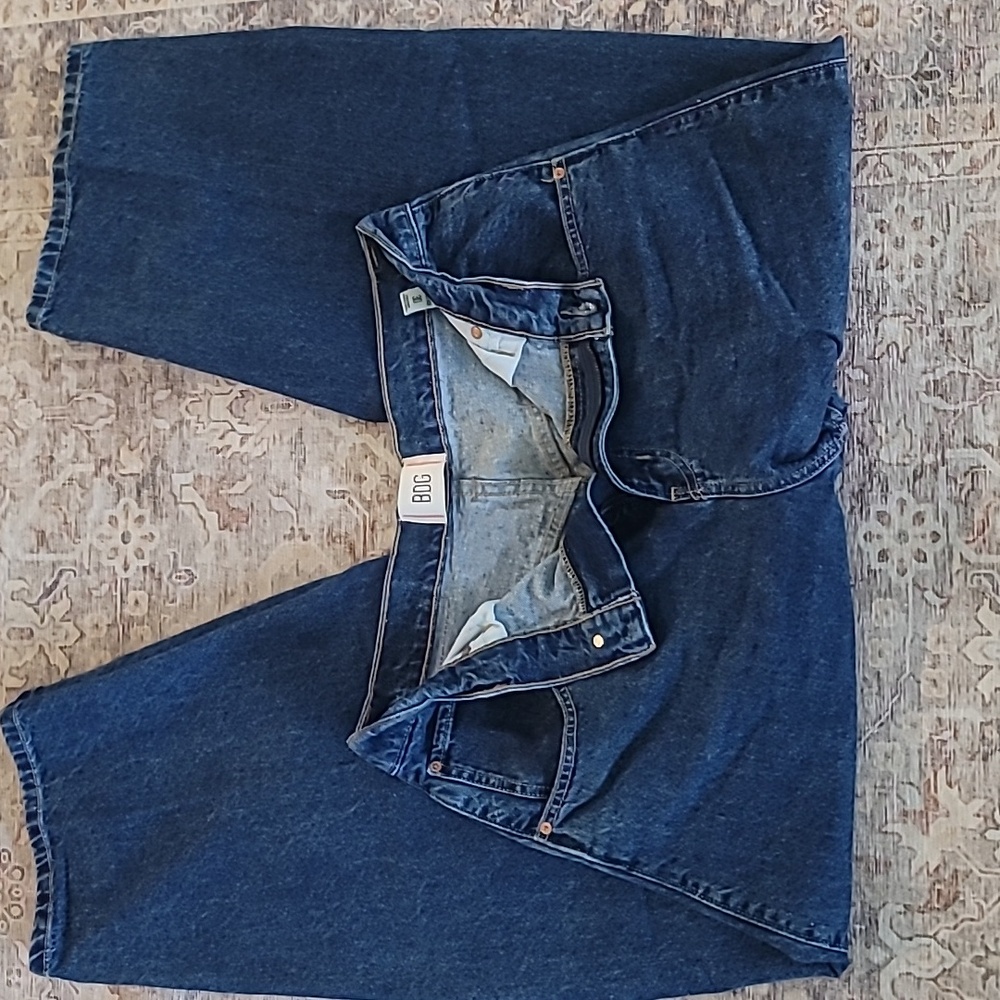 Urban Outfitters Dark Blue Barrel Cropped Jeans